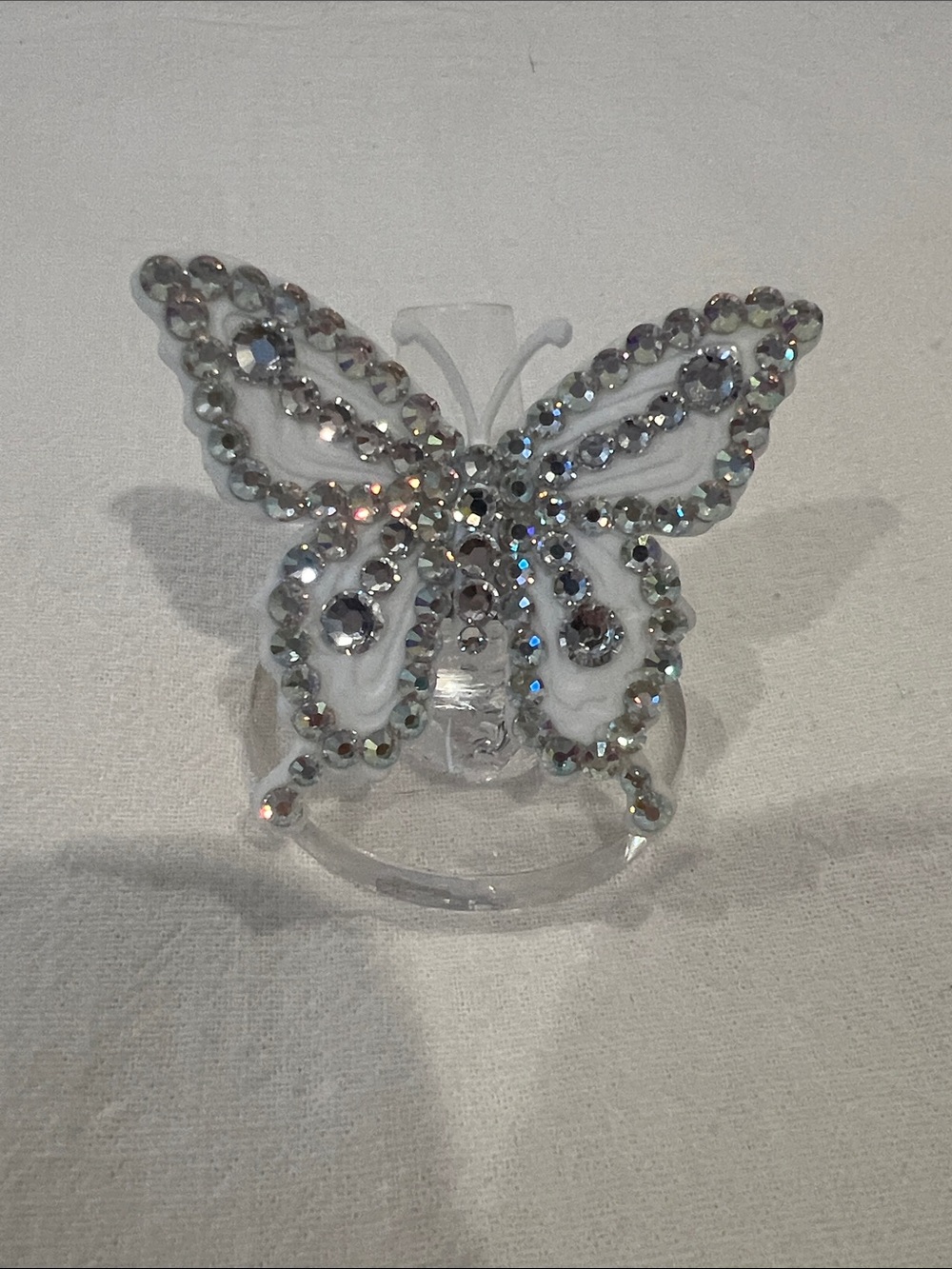 Tarina Tarantino white and crystal butterfly ring
